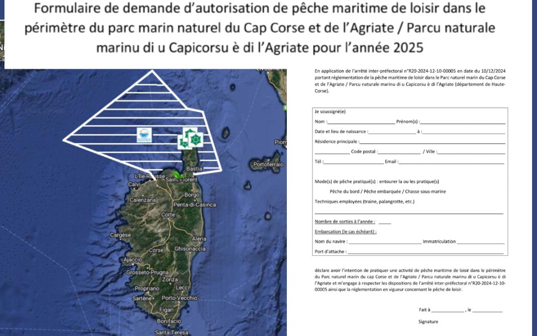 DÉCLARATION PAPIER POUR LA PRATIQUE DE LA PÊCHE DE LOISIR DANS LE PÉRIMÈTRE DU PARC NATUREL MARIN DU CAP CORSE ET DE L&rsquo;AGRIATE